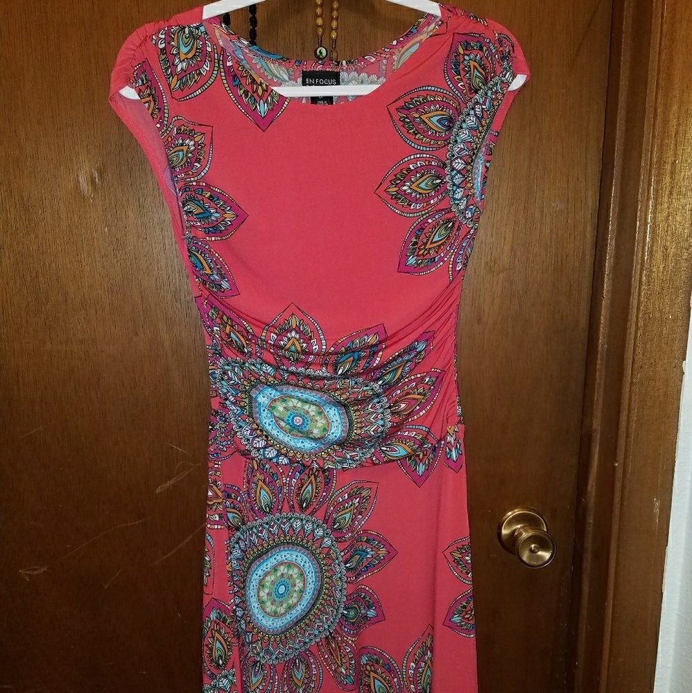 Coral Colorful Feather Dress